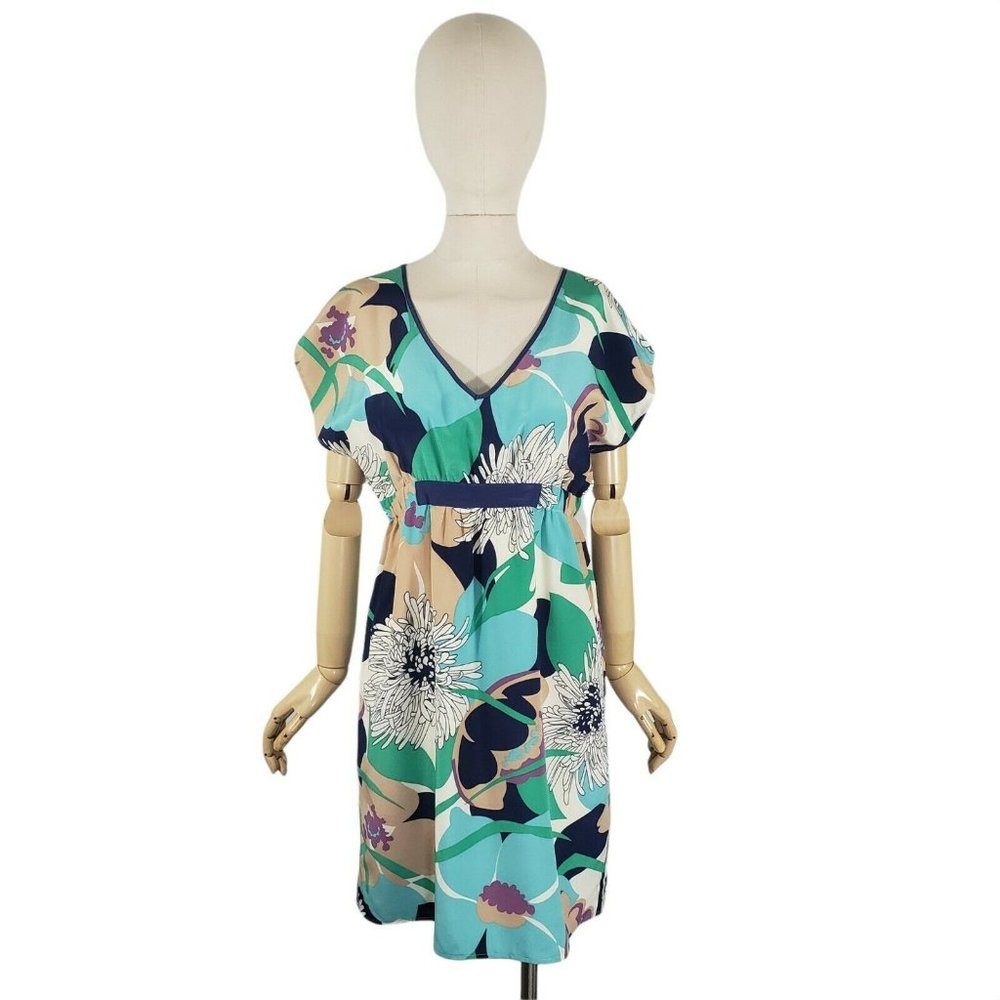 YUMI KIM Silk Floral V-Neck Elastic Waist Mini Dress